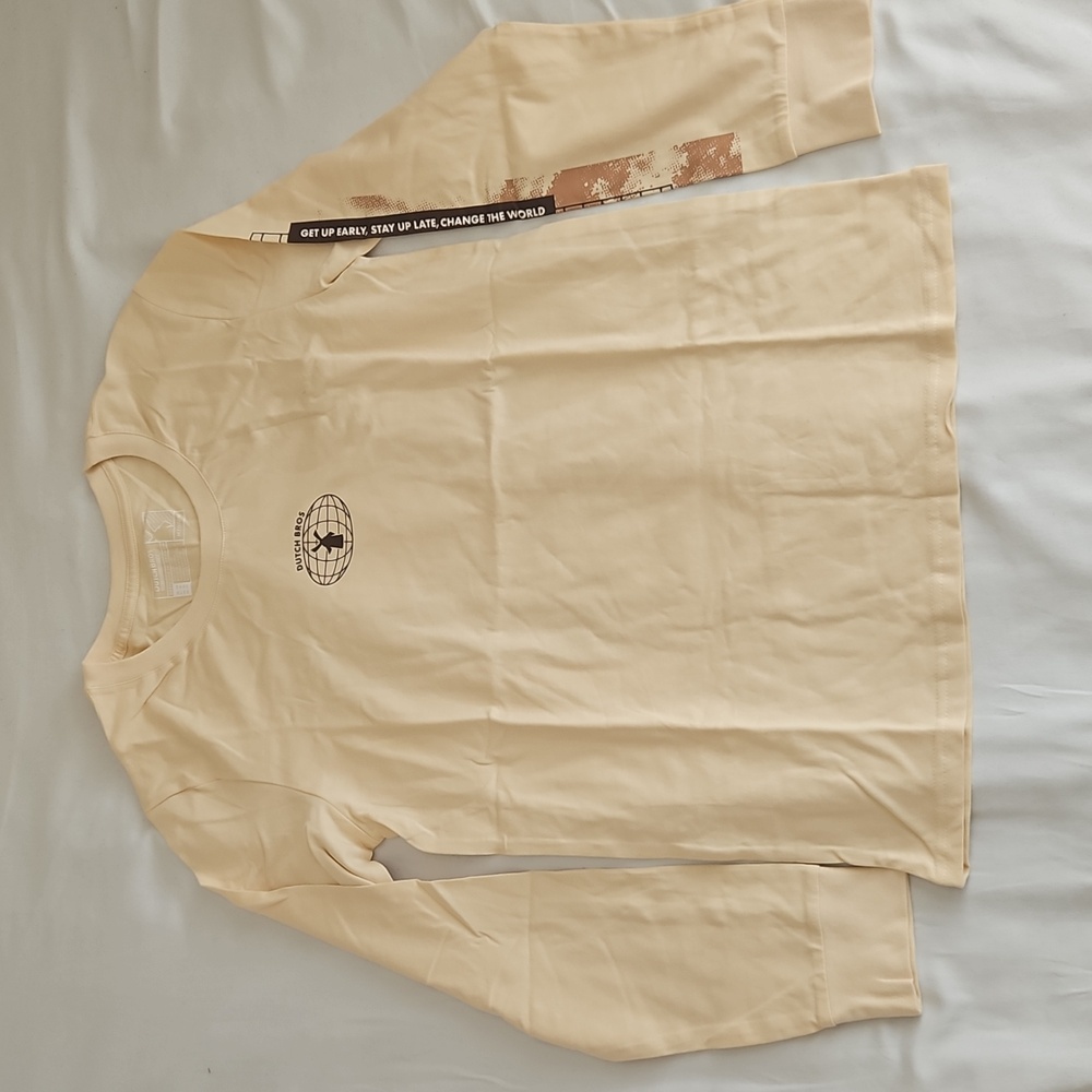 NWT Dutch Bros Long Sleeve Cotton Shirt Tan Women's Medium